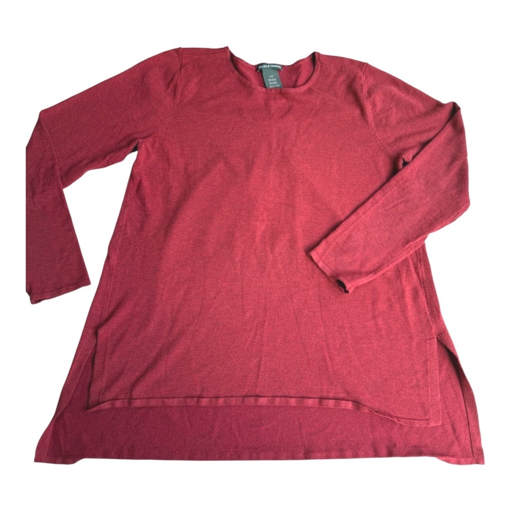 Chelsea & Theodore Womens Ember Heather‎ Red Knit Tunic Top L 2625075